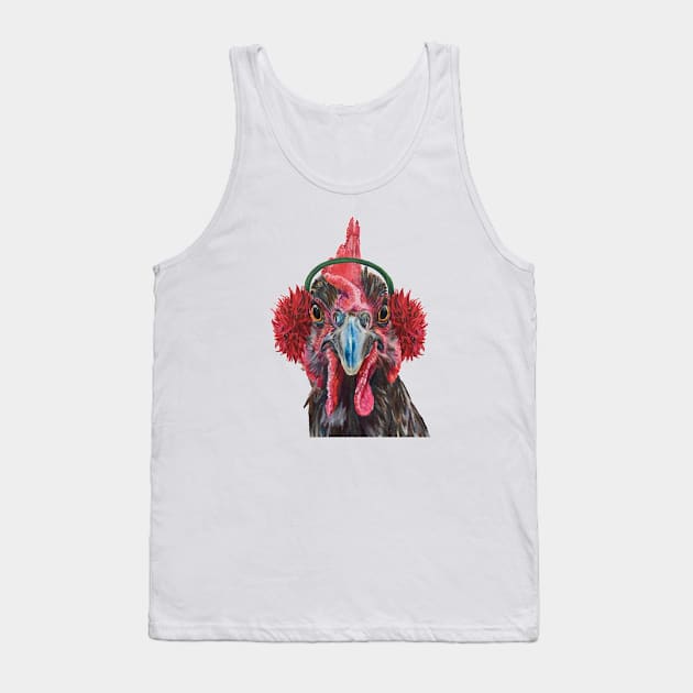 Grey, holiday chicken with earmuffs Tank Top by jenesaiscluck